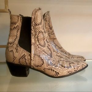 Faux snake skin ankle boots